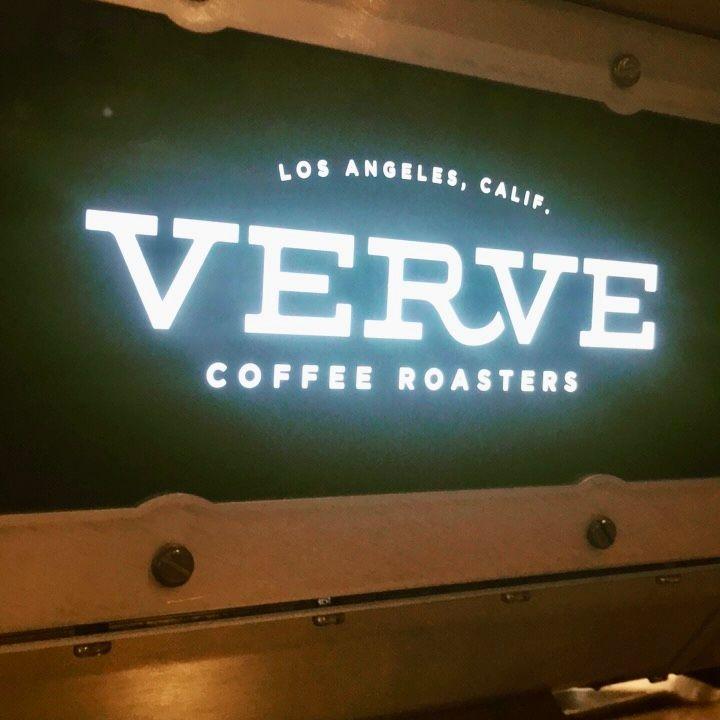 Verve Coffee Roasters logo with text 'Los Angeles, Calif.' on a dark background.