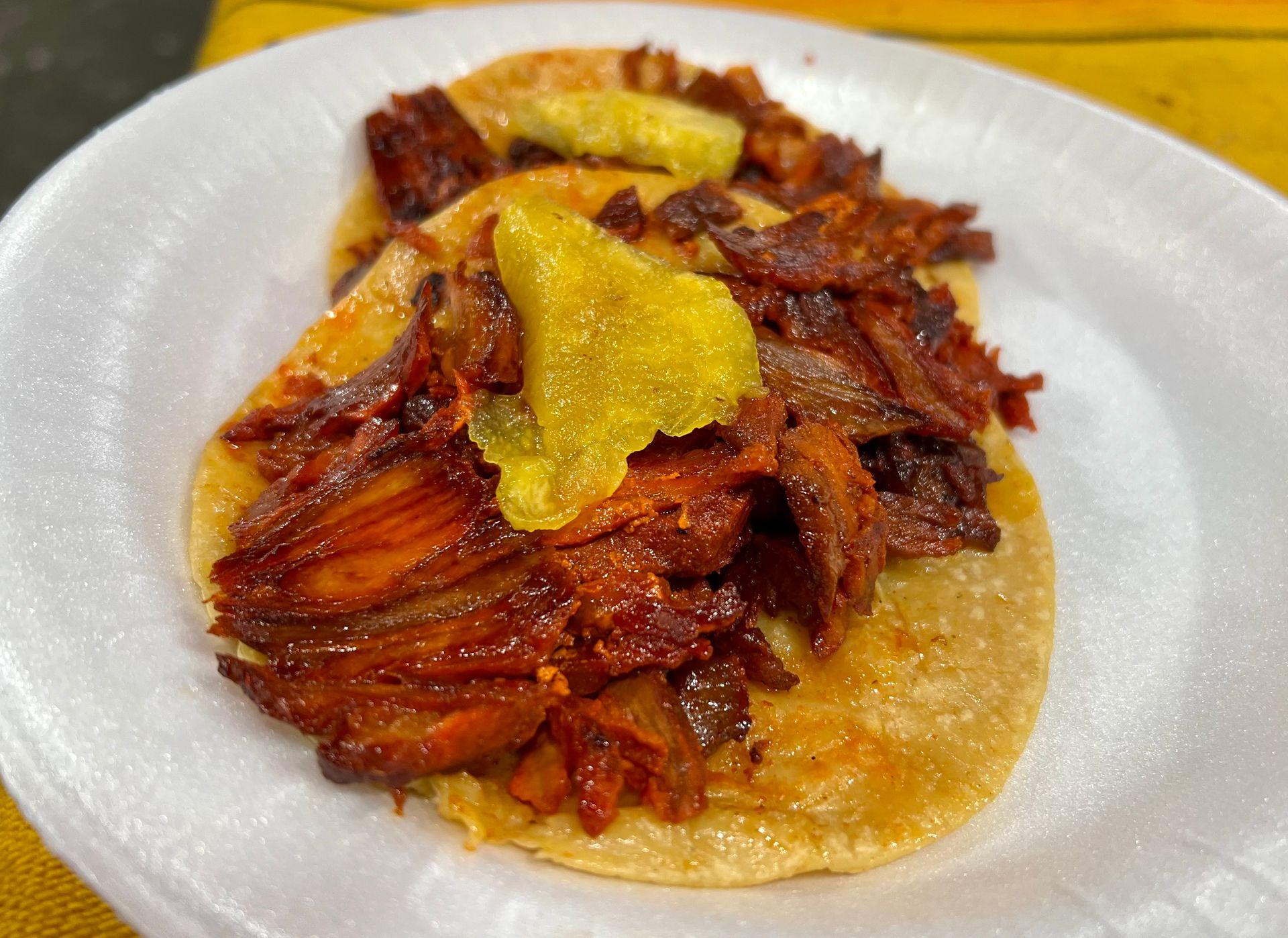 Street tacos pineapple Al pastor pork west Carson 