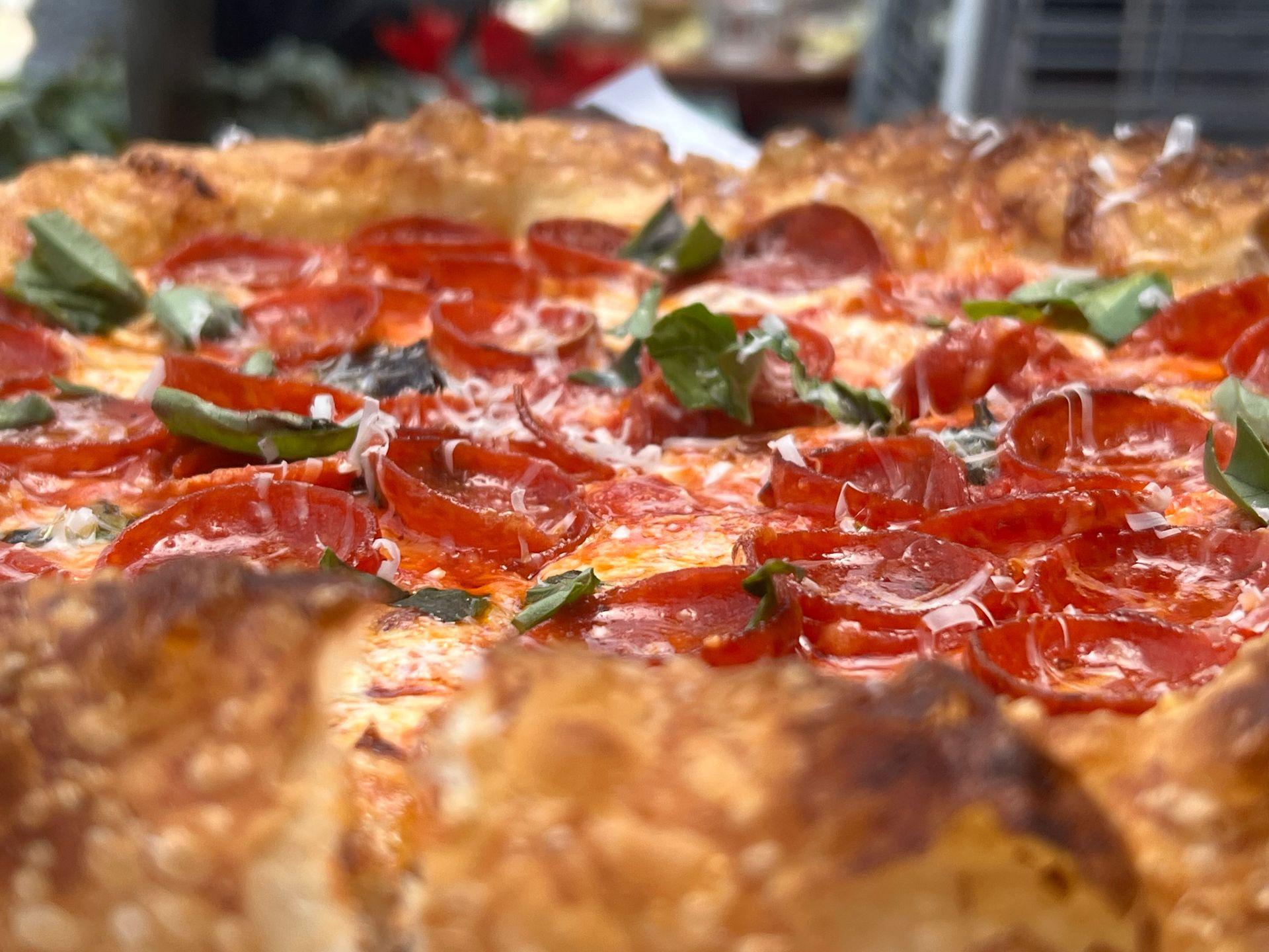 Pizza pepperoni pizza cheese pull Dana point truly pizza 