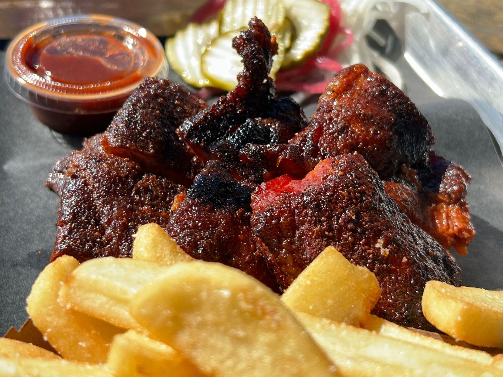 Pork rib tips French fries AJ’s Tex mex valley village North Hollywood 