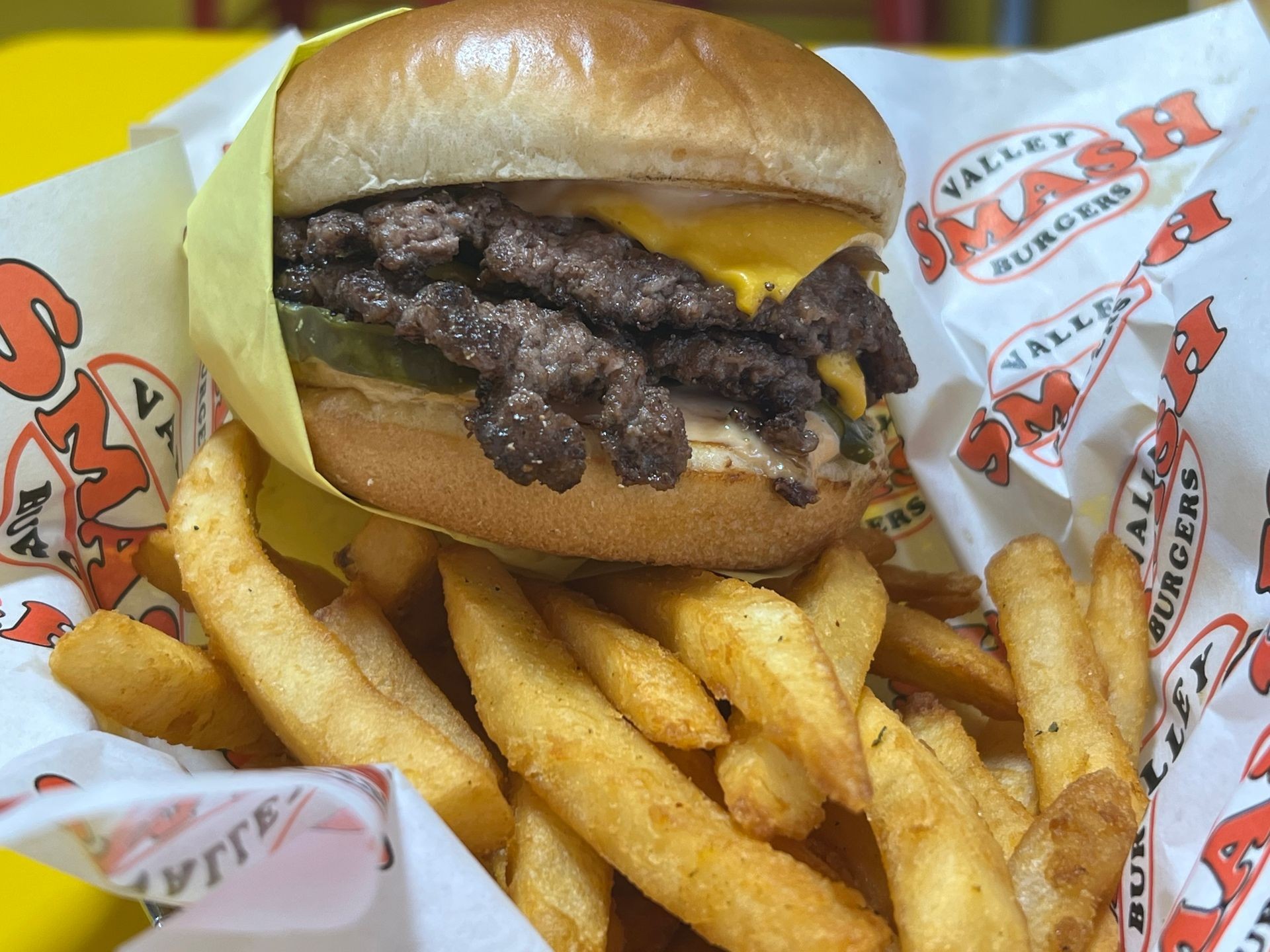 Valley smash burger fries