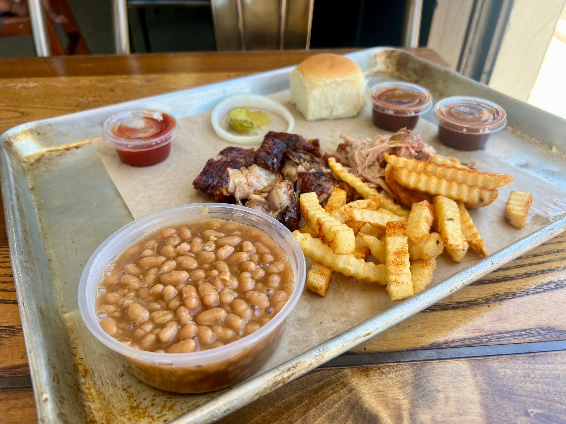 BBQ in Gardena rib tips baked beans French fries